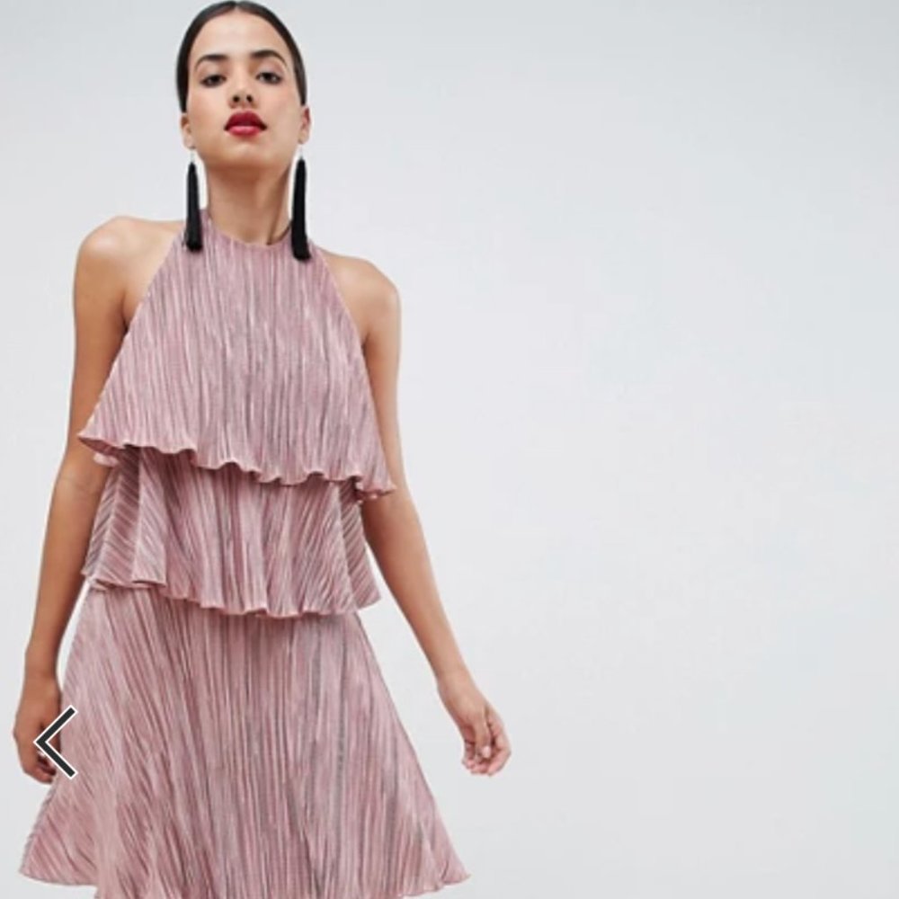 ASOS DESIGN tiered plisse maxi dress